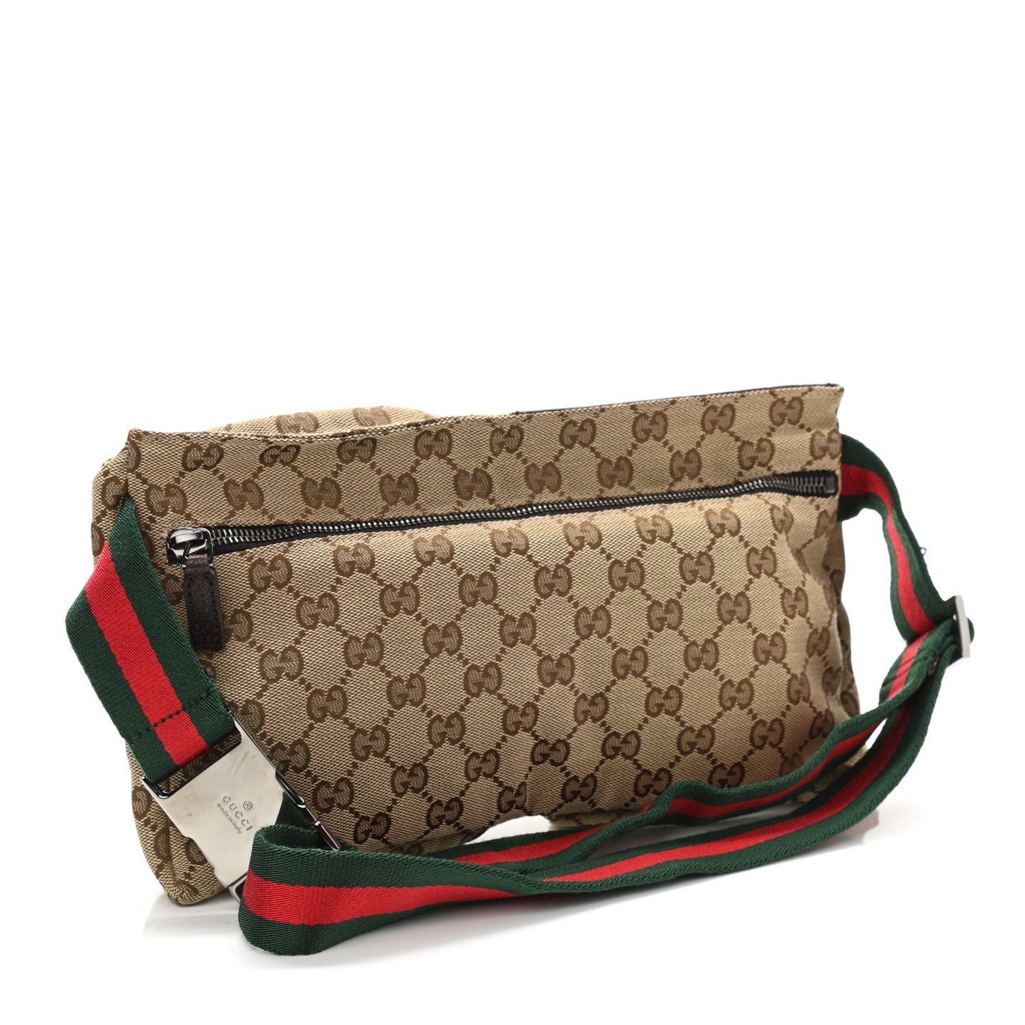 GG Monogram Web Double Pocket Belt Bag Dark Brown