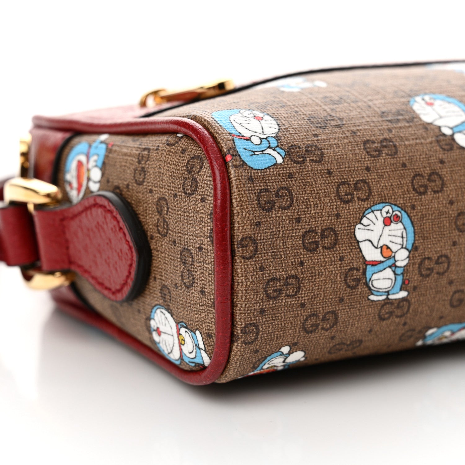 Gucci X DORAEMON Mini Vintage GG Supreme Monogram Camera Bag Beige Cherry Red 9 of 10