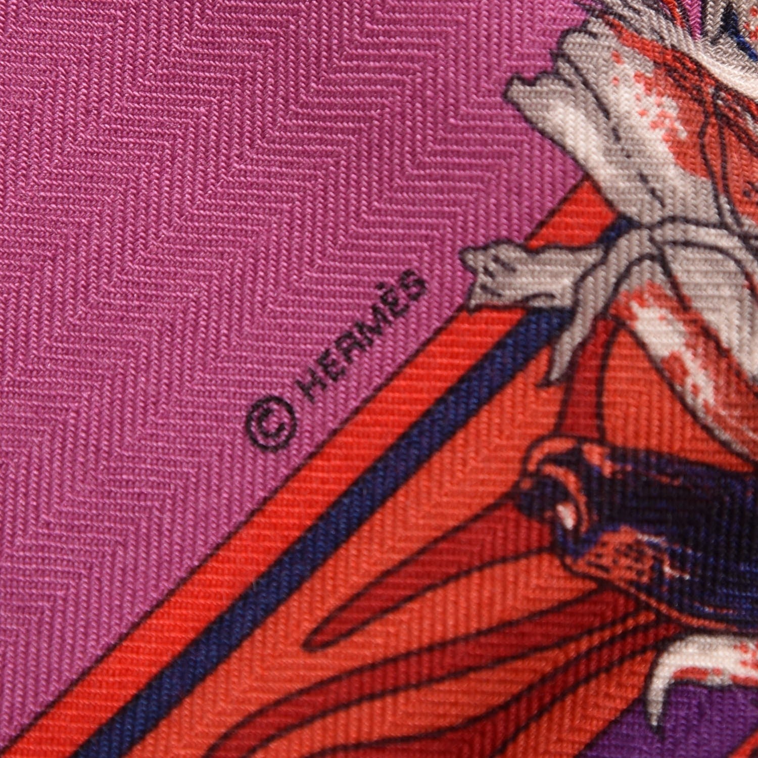 Hermes Cashmere Silk Kachinas Shawl 140 Rouge Bleu Parme 6 of 7