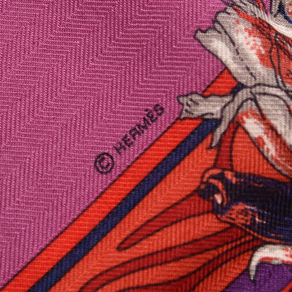 Hermes Cashmere Silk Kachinas Shawl 140 Rouge Bleu Parme 6 of 7