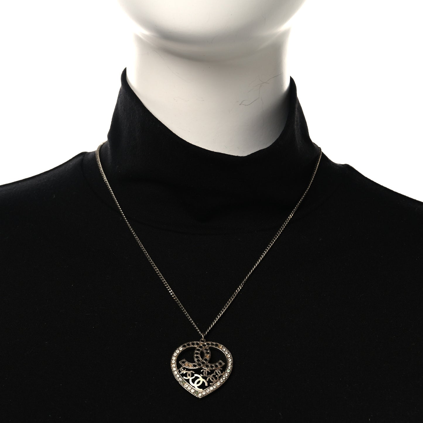 Crystal Heart CC Necklace Gold