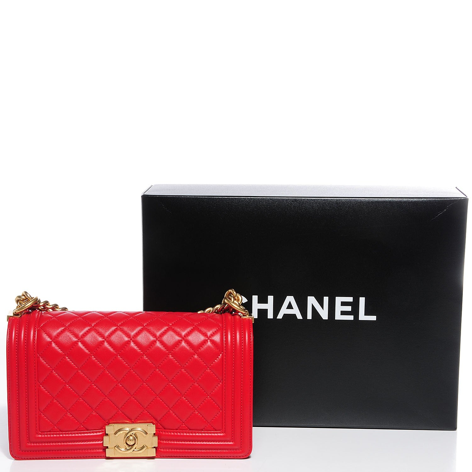 Chanel Lambskin Boy Medium Flap Red 6 of 10