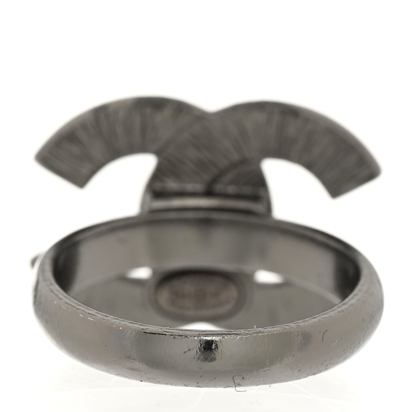 Ruthenium Enamel CC Ring 51 5.75 Silver