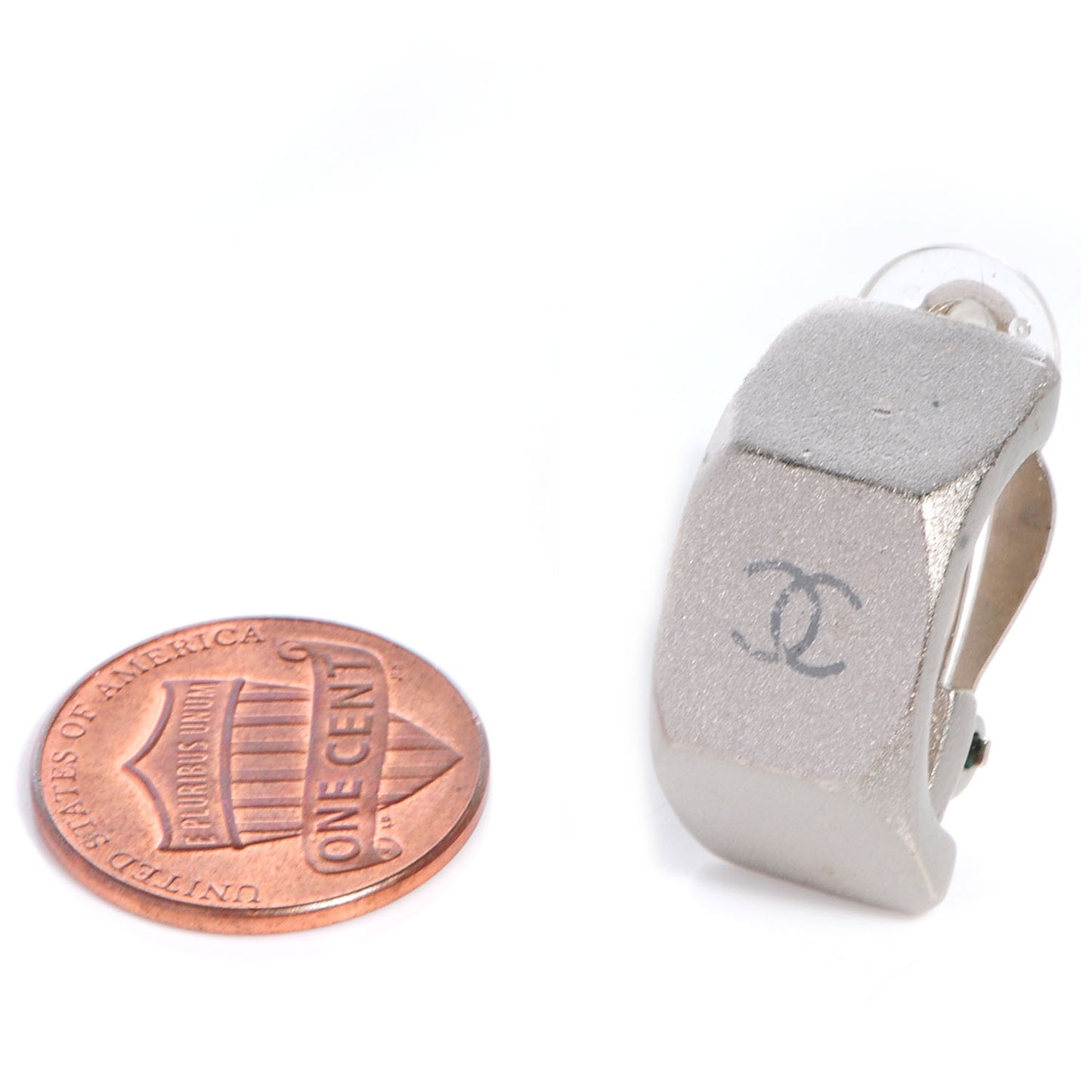 Half Bolt CC Clip On Earrings Matte Silver