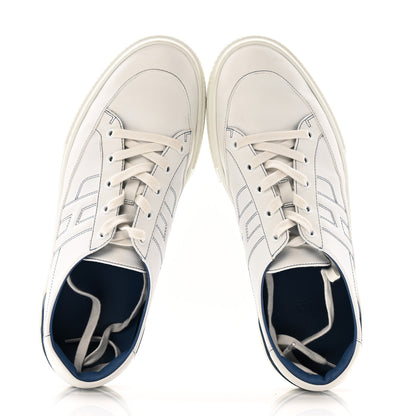 Hermes Calfskin Mens Deep Sneakers 44 White Bleu 2 of 14