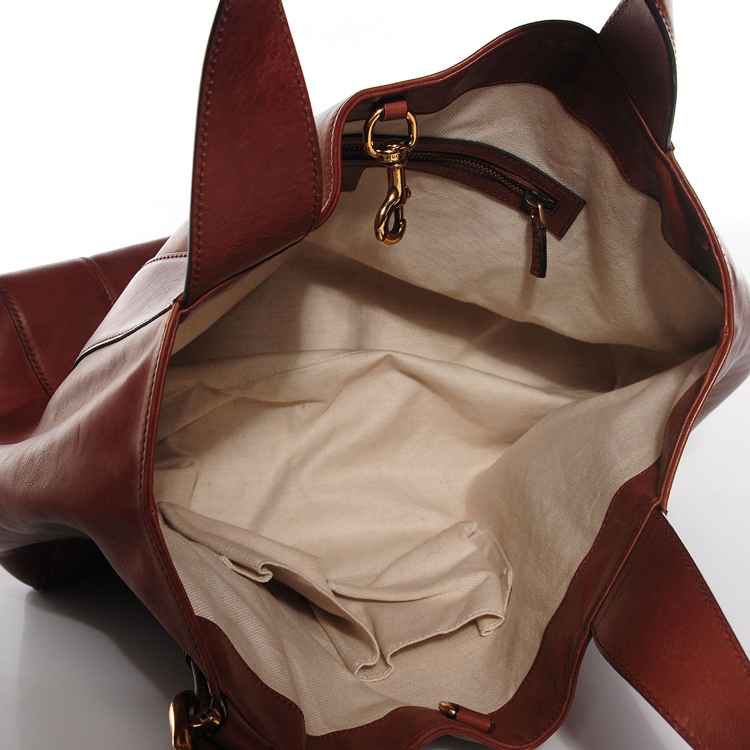 Gucci Washed Calfskin Medium Ribot Horse Heads Tote Brown 5 of 7