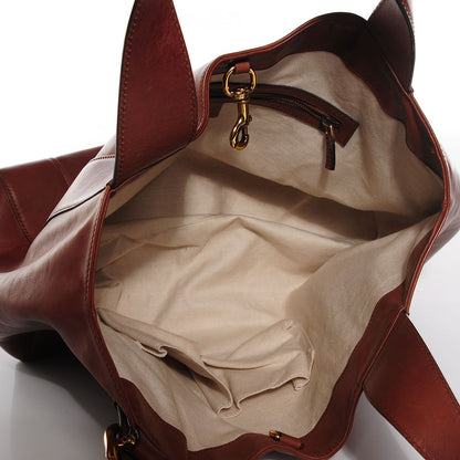 Gucci Washed Calfskin Medium Ribot Horse Heads Tote Brown 5 of 7