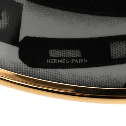 Hermes Enamel Printed Please, Check In Extra Wide Bracelet 65 Black White 5 of 5