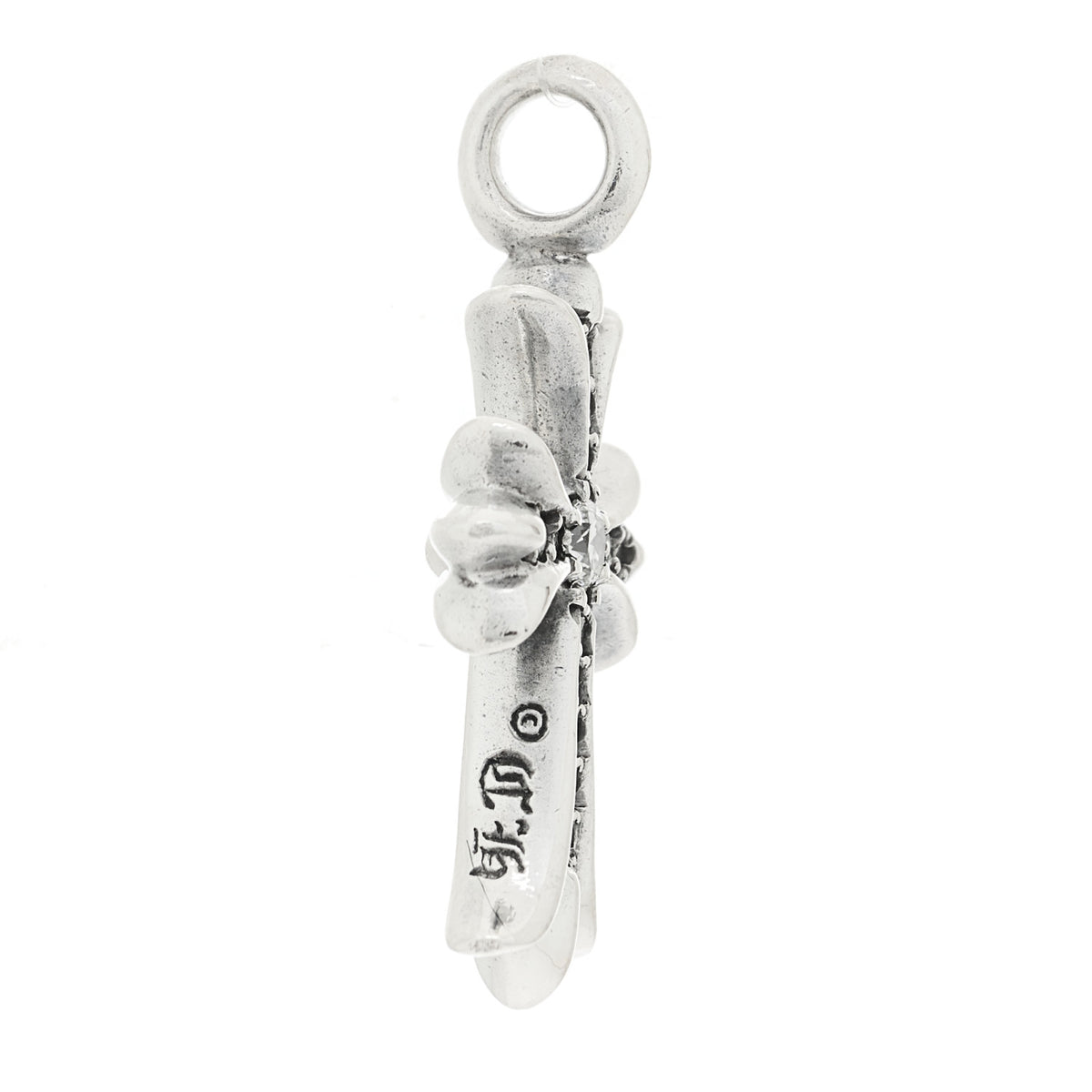 Chrome Hearts Sterling Silver Diamond CH Tiny Cross Pave Pendant 5 of 5