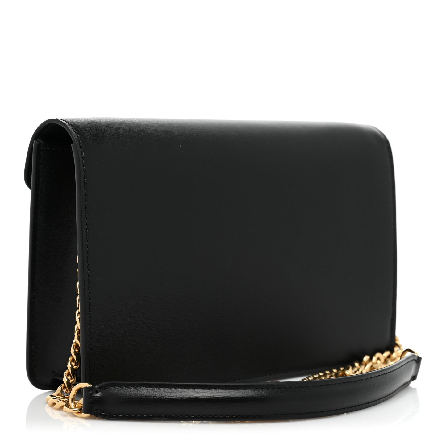Shiny Calfskin Triomphe Margo Wallet on Chain Black
