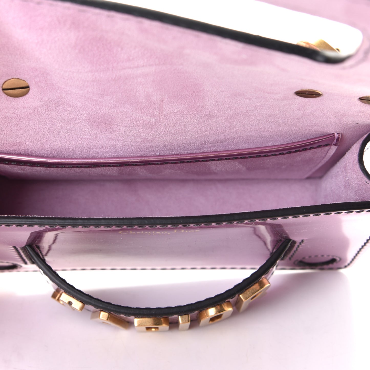 Metallic Calfskin J'Adior Mini Chain Flap Bag Pink