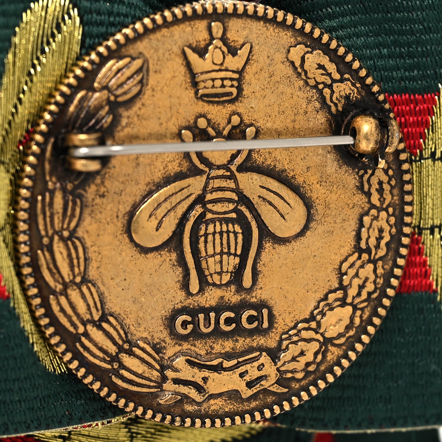 Gucci Ribbon Web Bow Bee Pearl Brooch Red Green 4 of 4