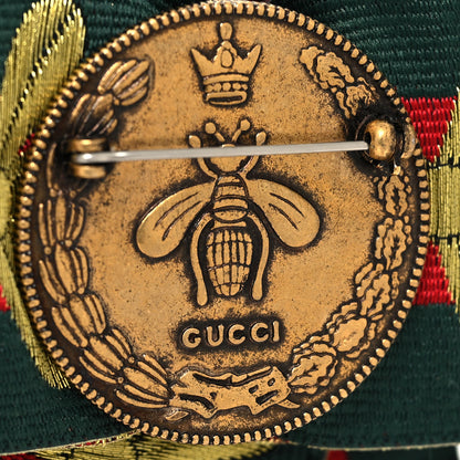 Gucci Ribbon Web Bow Bee Pearl Brooch Red Green 4 of 4