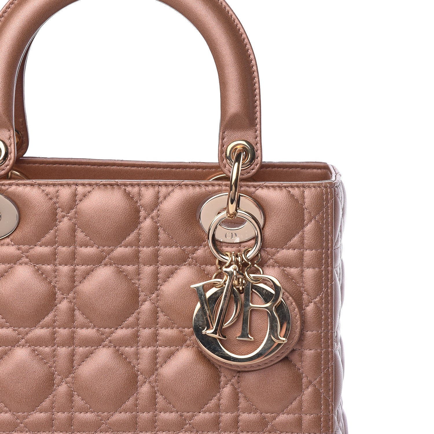 Christian Dior Metallic Lambskin Cannage Medium Lady Dior Bronze 8 of 11