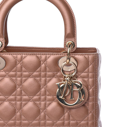 Christian Dior Metallic Lambskin Cannage Medium Lady Dior Bronze 8 of 11