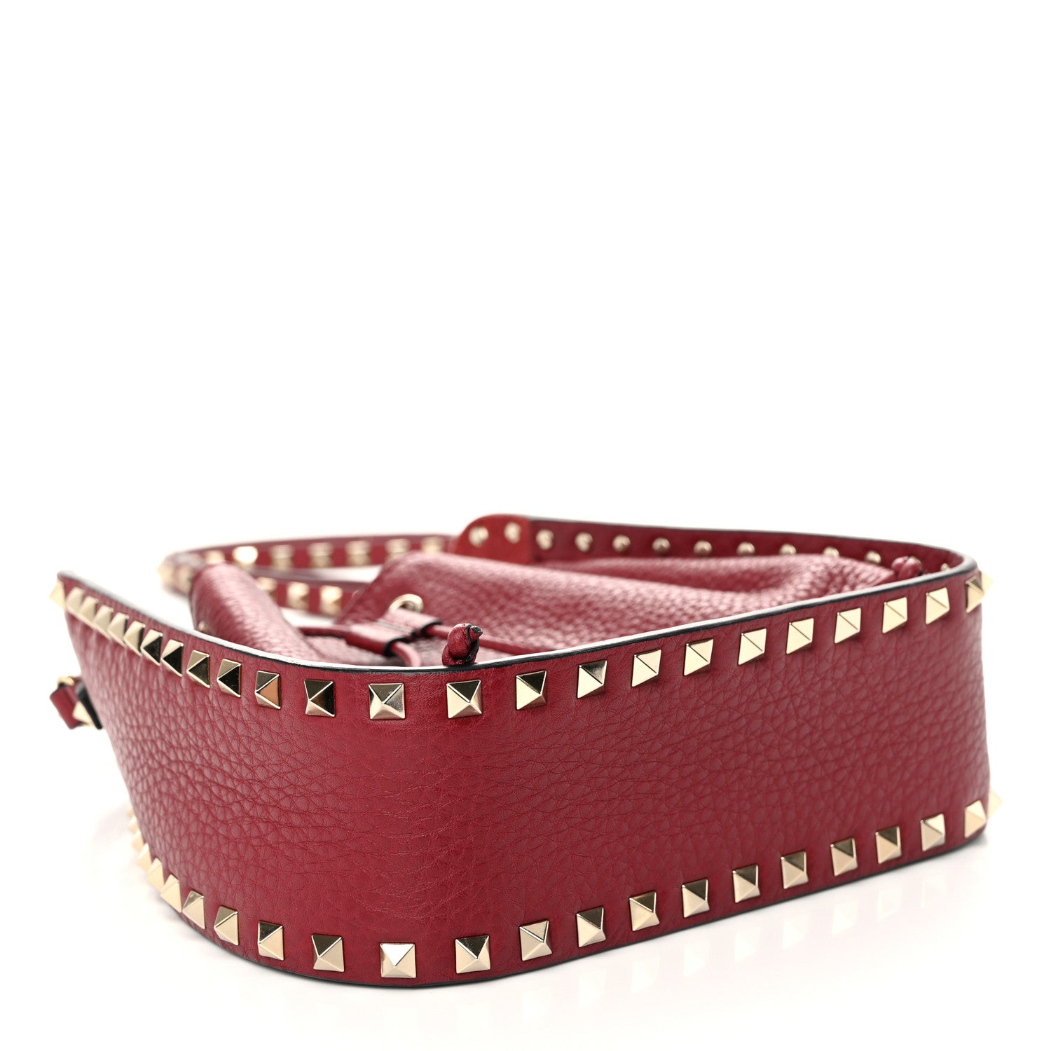 Valentino Garavani Grained Calfskin Rockstud Bucket Bag Rubino 4 of 12