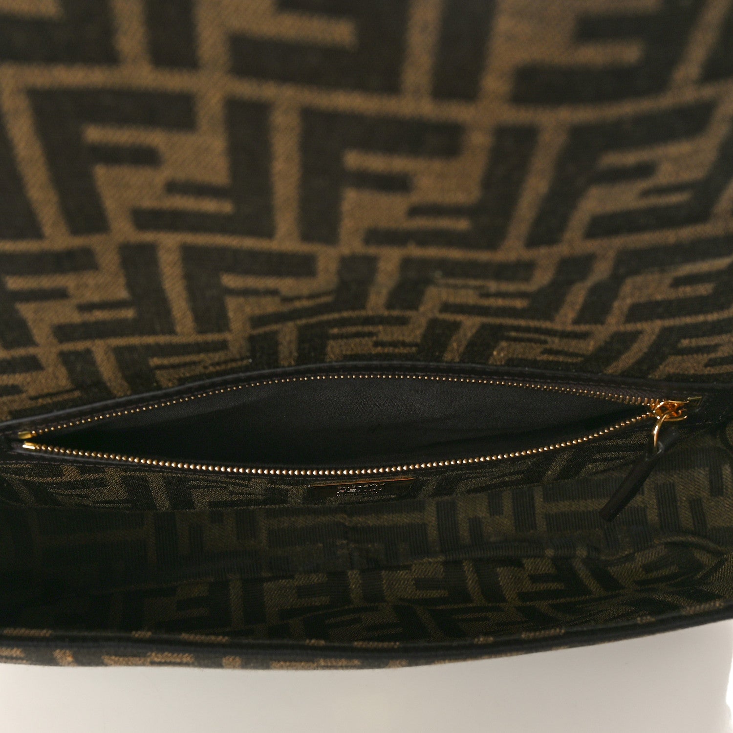 Fendi Fabric Jacquard FF 1974 Medium Baguette Tobacco Moro Black 5 of 10