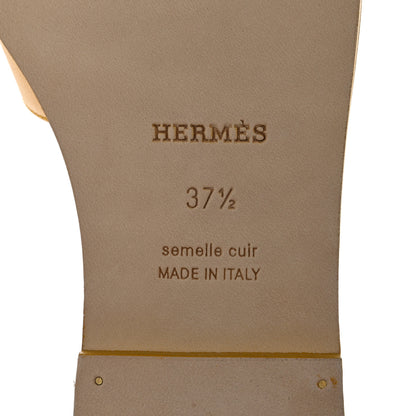 Hermes Box Calfskin Oran Sandals 37.5 Jaune Citron 8 of 9