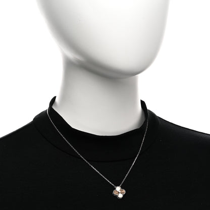 Van Cleef & Arpels 18K White Rose Gold Diamond Guilloche Vintage Alhambra Pendant Necklace 2 of 5