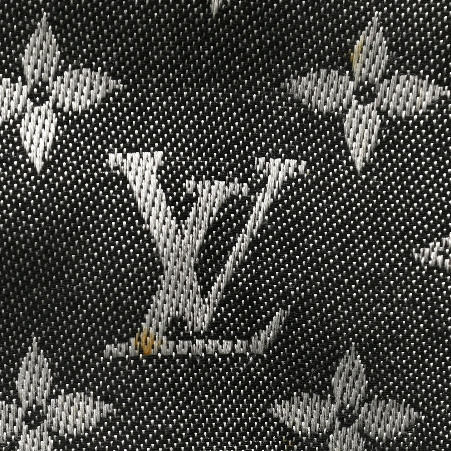 Wool Silk Monogram Denim Shawl Black