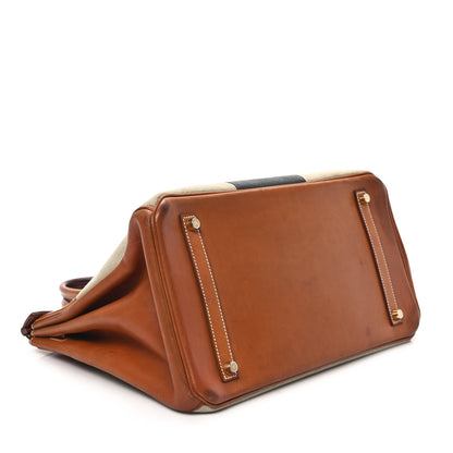 Hermes Toile Natural Barenia Flag Birkin 35 Fauve 4 of 12
