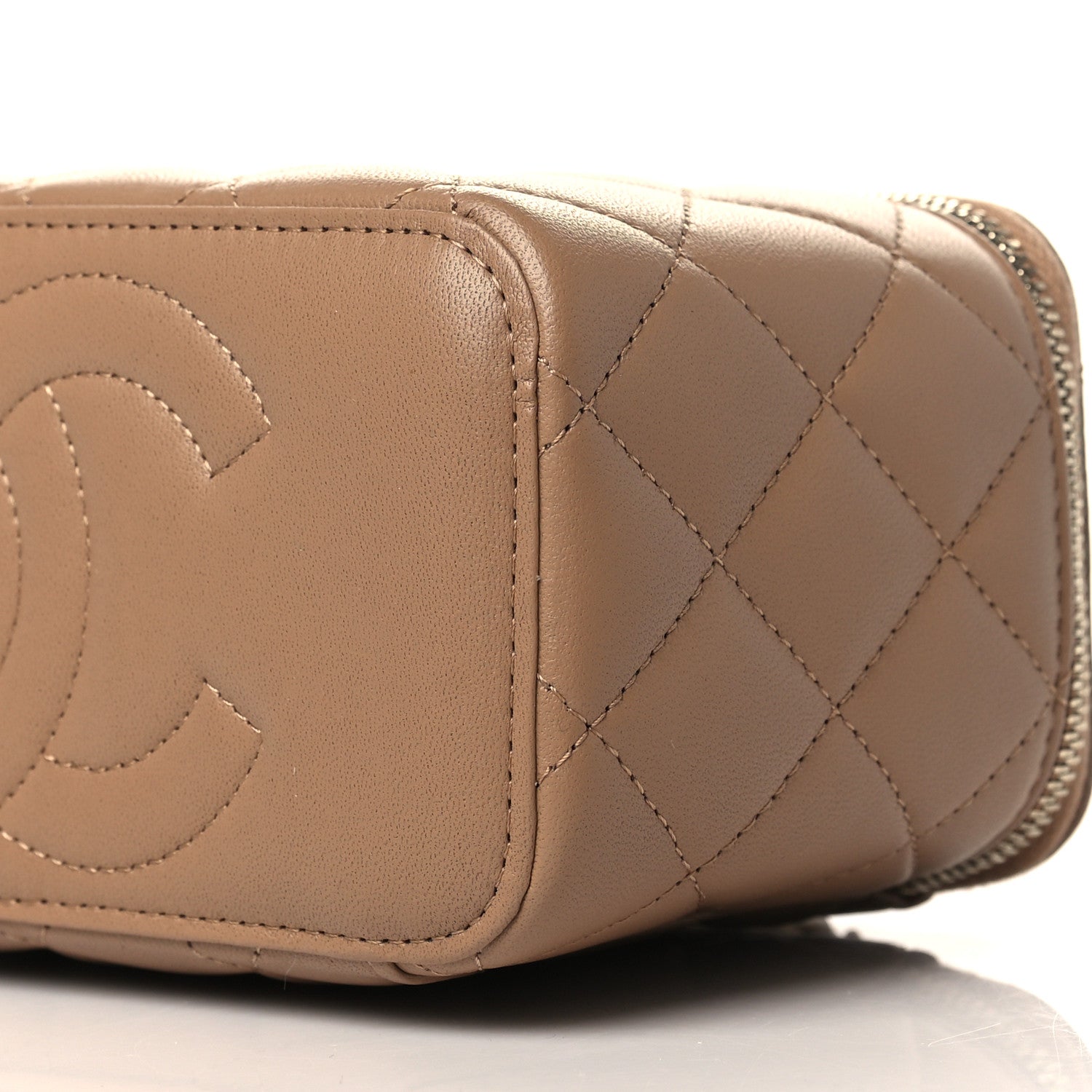 Chanel Lambskin Quilted Metal Small Top Handle Vanity Case With Chain Beige 11 of 12