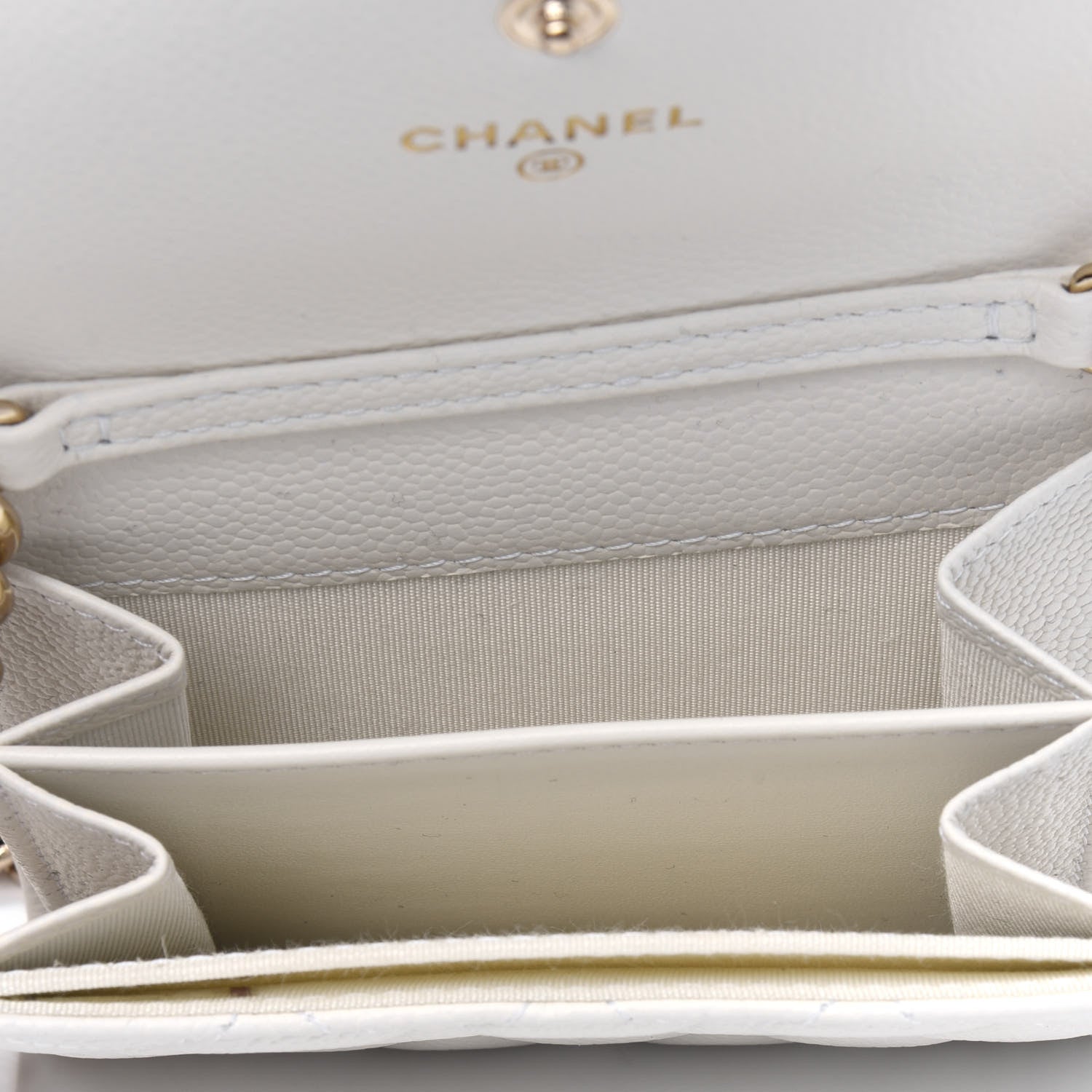 Chanel Caviar Quilted Boy Card Holder On Chain White 4 of 6