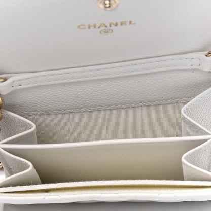 Chanel Caviar Quilted Boy Card Holder On Chain White 4 of 6