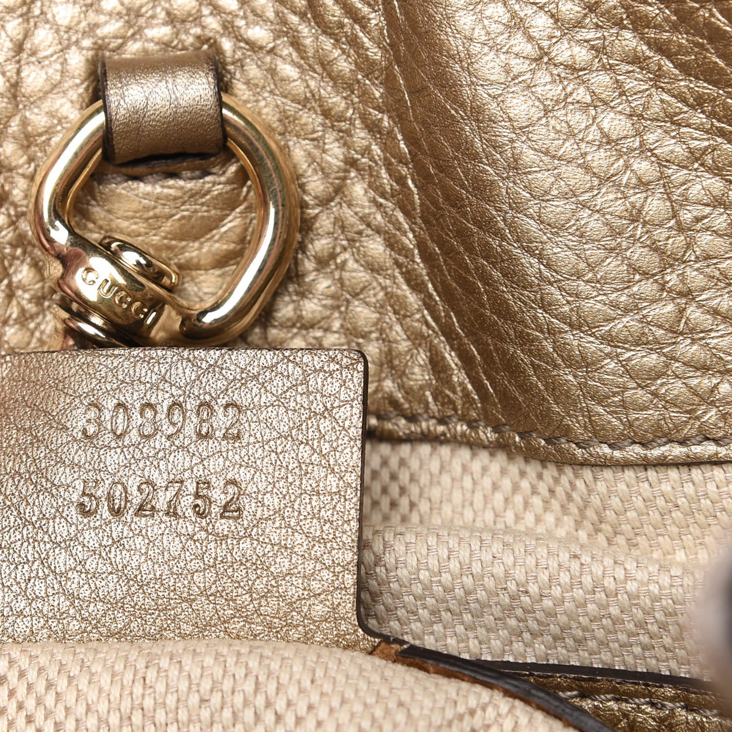 Metallic Pebbled Calfskin Medium Soho Chain Shoulder Bag Golden Beige