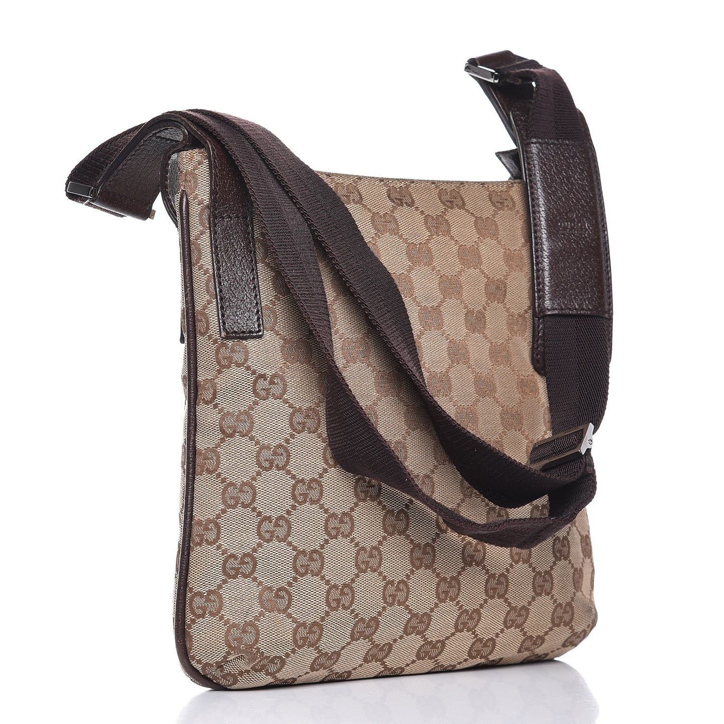 Monogram Flat Messenger Bag Dark Brown