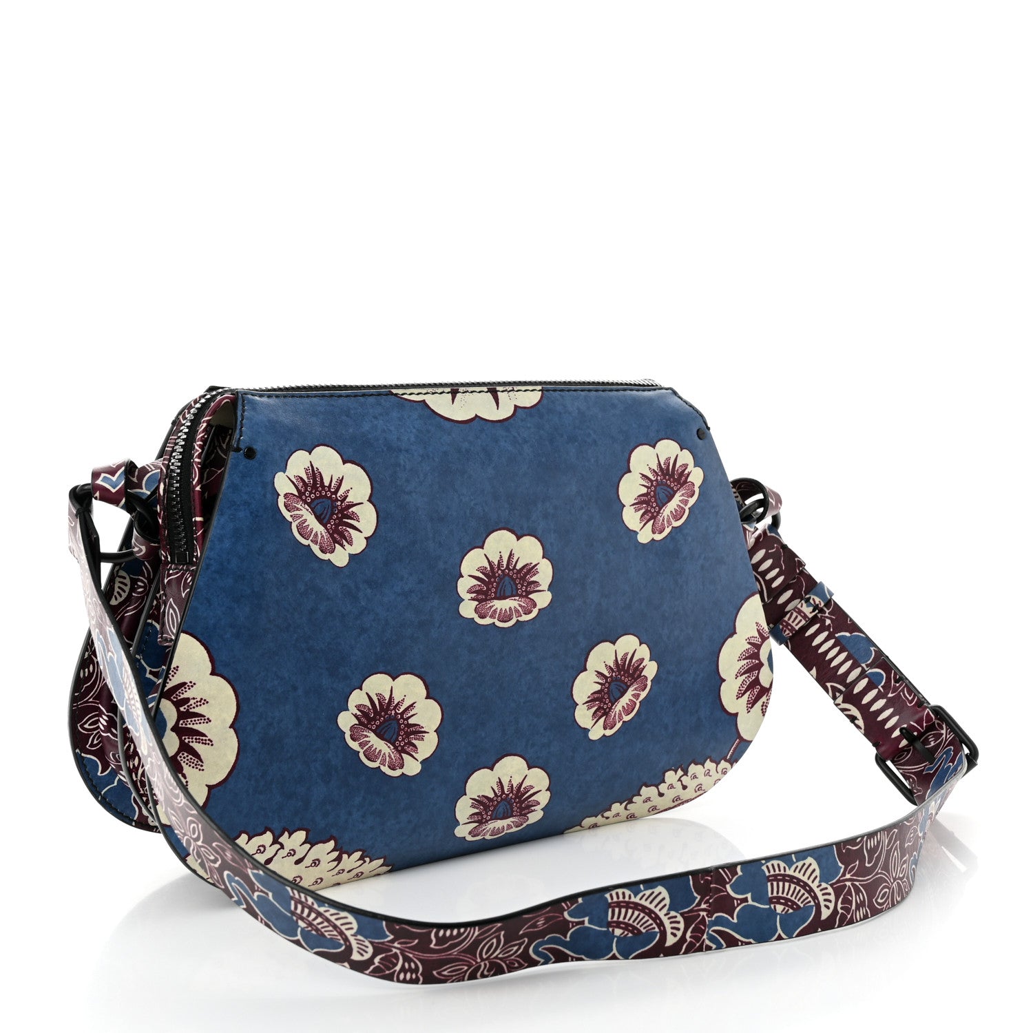 Valentino Garavani Calfskin Floral Print Mime Hobo Burgundy 3 of 9