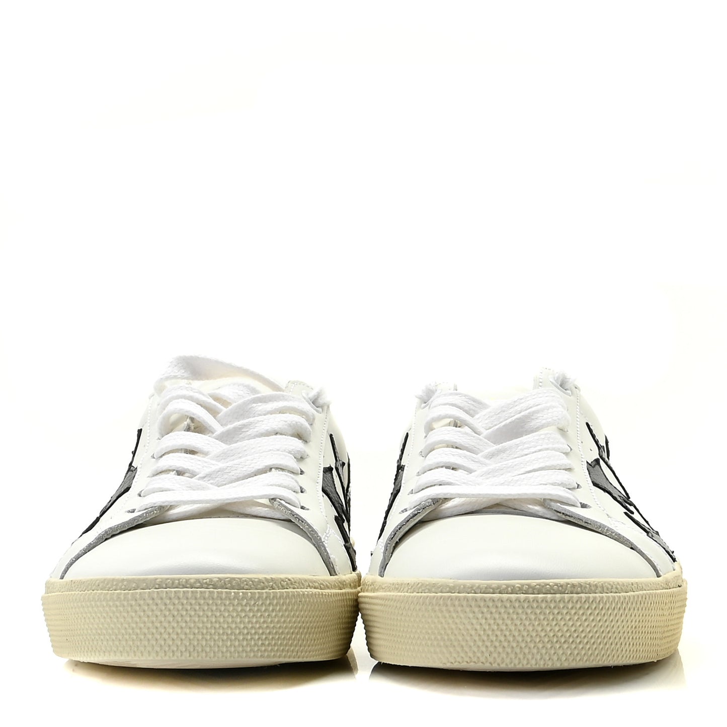 Calfskin Star Court Sneakers 37 White Black