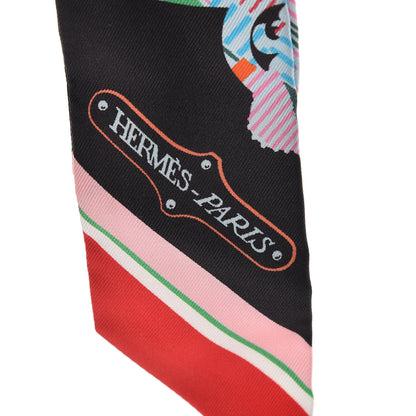 Hermes Silk Cavalcadour Morning Twilly Black Rouge Vert 4 of 5