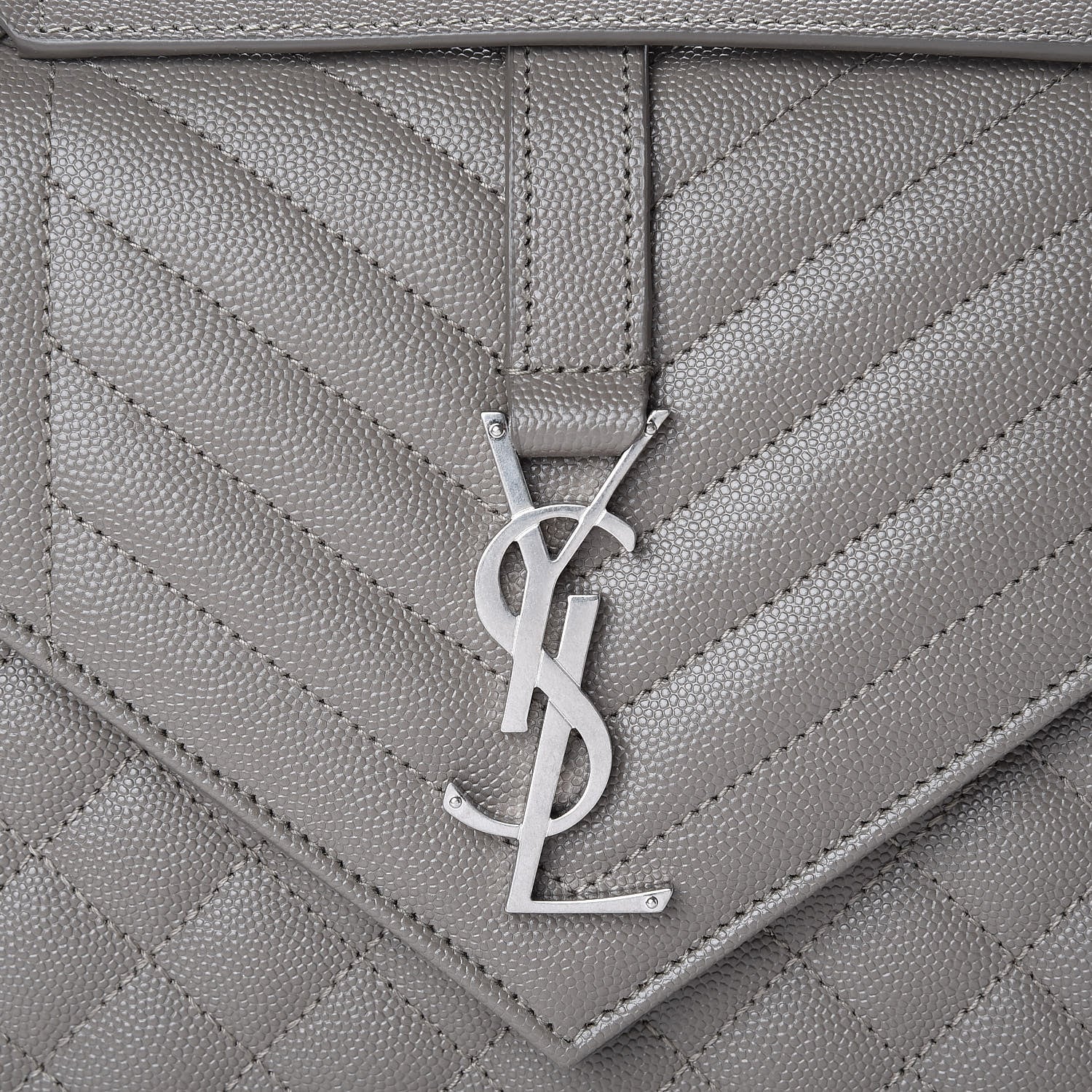 Saint Laurent Grain De Poudre Textured Mixed Matelasse Medium Triquilt Monogram Satchel New Stone 10 of 10