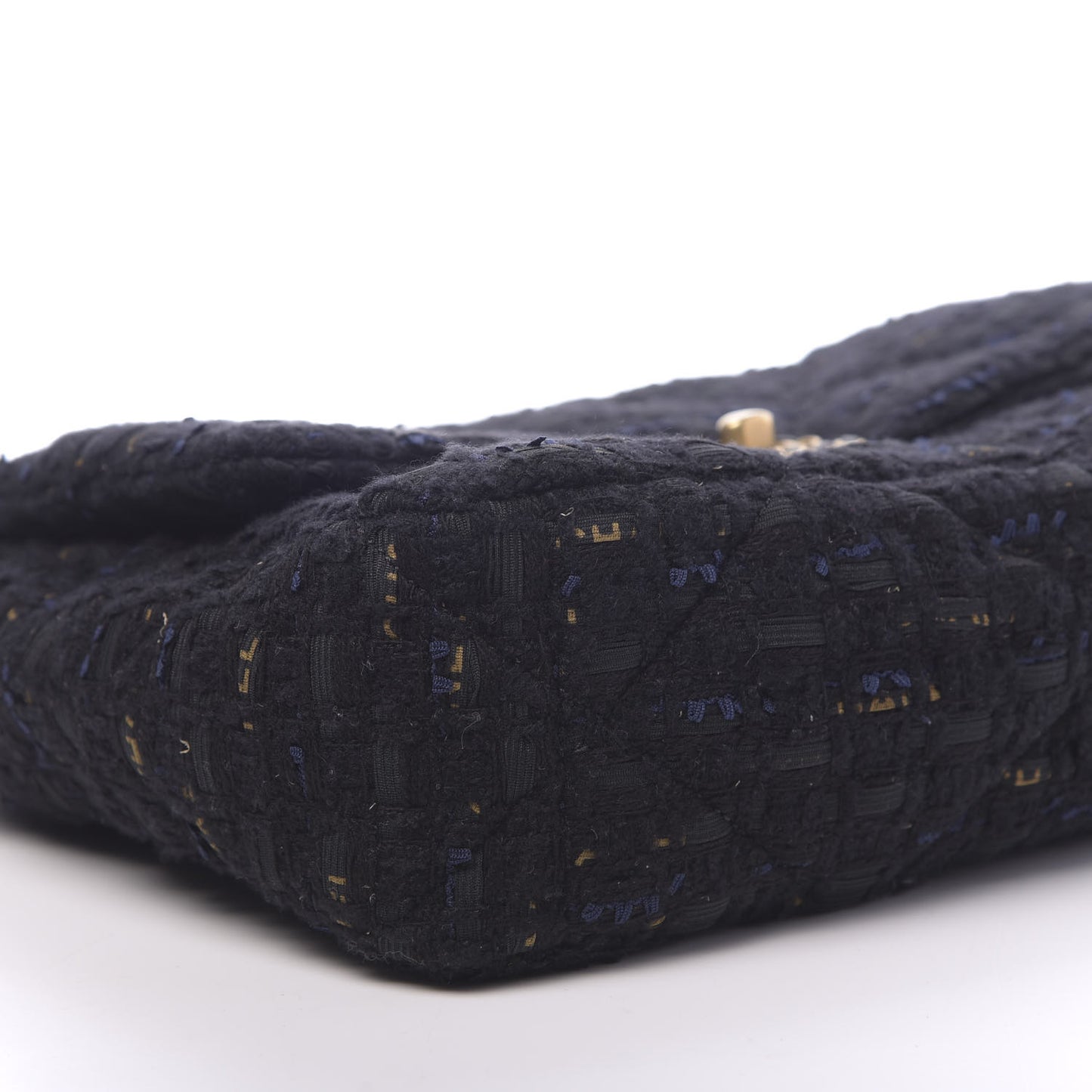 Tweed Quilted Large Chanel 19 Flap Black Navy Gold