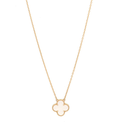Van Cleef & Arpels 18K Yellow Gold Mother of Pearl Vintage Alhambra Pendant Necklace 1 of 6