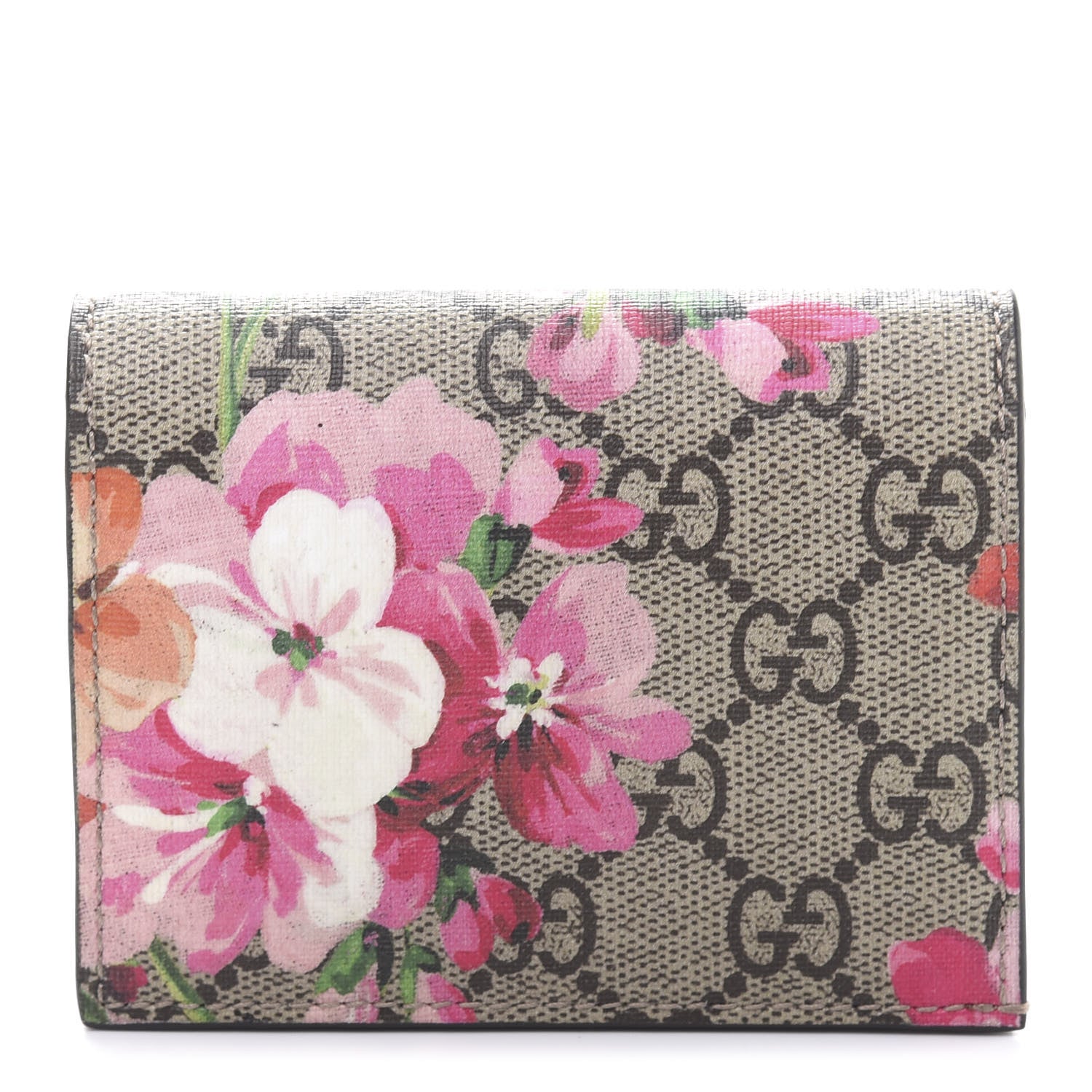 Gucci GG Supreme Monogram Blooms Card Case Wallet Beige Multicolor Dry Rose 1 of 10