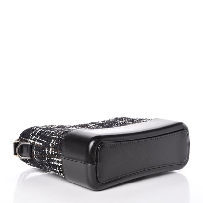 Chanel Tweed Calfskin Quilted Medium Gabrielle Hobo Black White 4 of 13