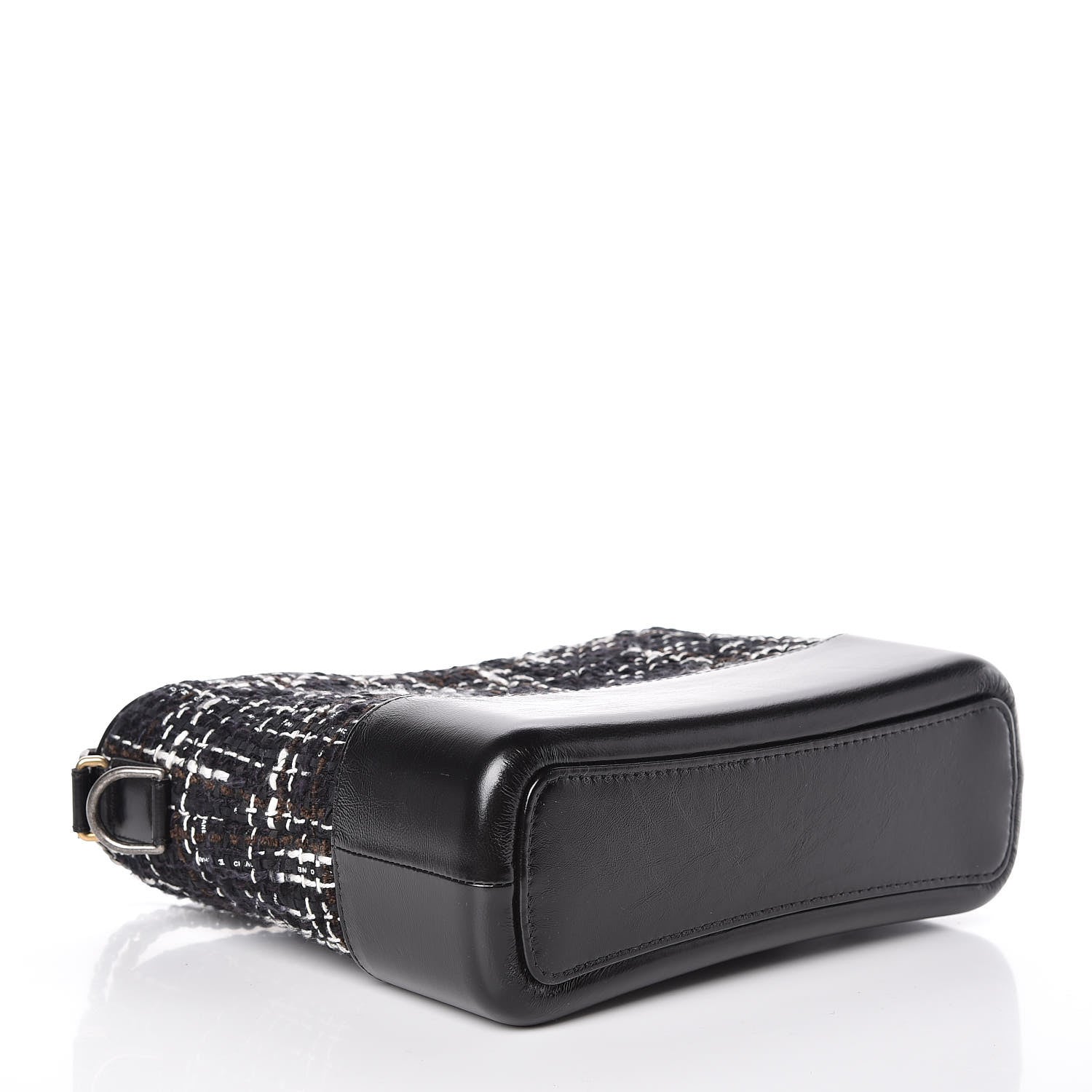 Chanel Tweed Calfskin Quilted Medium Gabrielle Hobo Black White 4 of 13