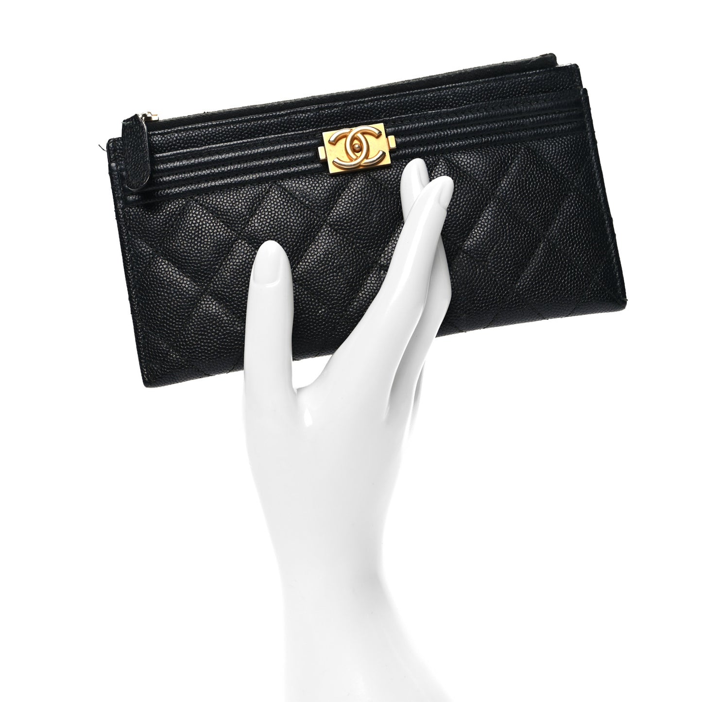 Caviar Quilted Classic Zip Boy Pouch Black