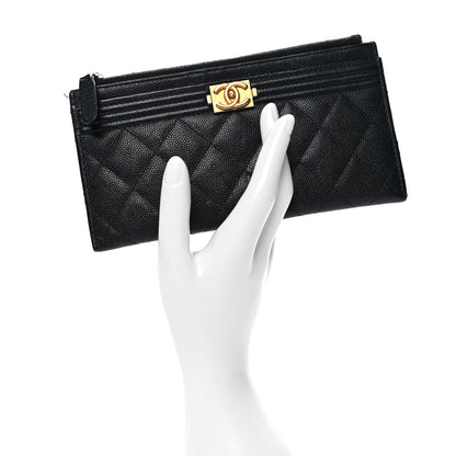 Chanel Caviar Quilted Classic Zip Boy Pouch Black 2 of 14