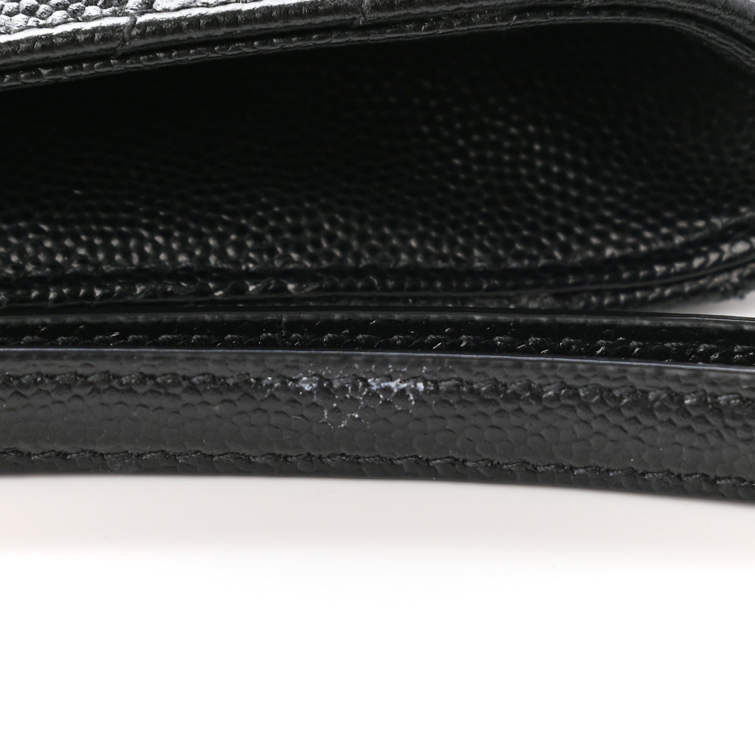 Saint Laurent Grain De Poudre Matelasse Chevron Monogram Envelope Clutch Black 11 of 13