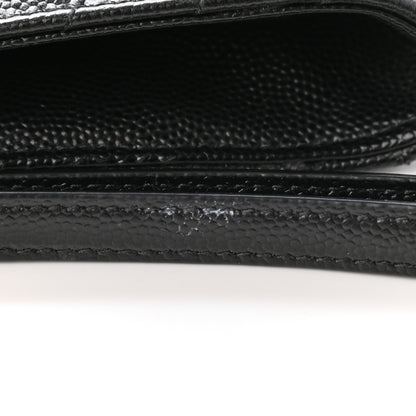Saint Laurent Grain De Poudre Matelasse Chevron Monogram Envelope Clutch Black 11 of 13