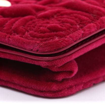 Chanel Velvet Quilted Camellia Velvet Flap Coin Purse With Chain Fuchsia 12 of 14