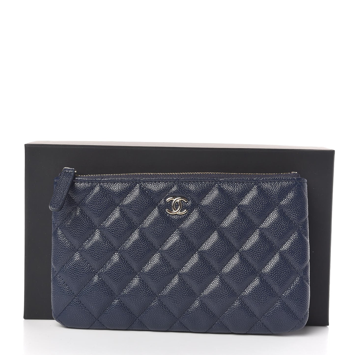 Caviar Quilted Cosmetic Case Navy