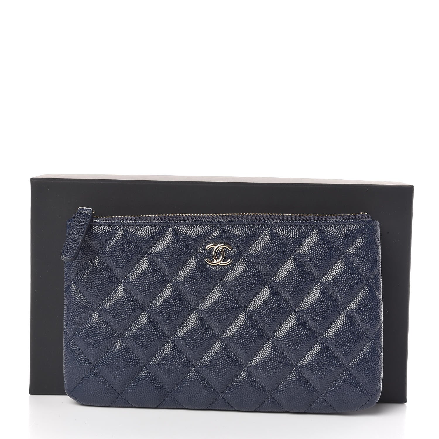 Chanel Caviar Quilted Cosmetic Case Navy 8 of 8