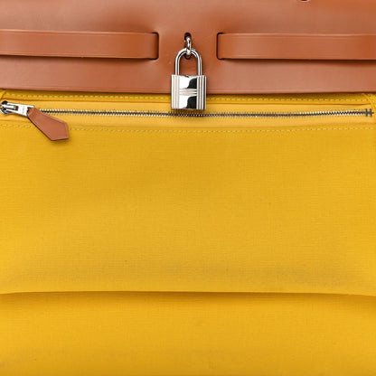 Hermes Vache Hunter Toile Officier Herbag Zip PM 31 PM Natural Jaune De Naples 25 of 29