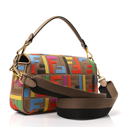 Fendi Canvas Vitello King FF Multicolor Embroidered Baguette Multicolor Cuoio 3 of 7