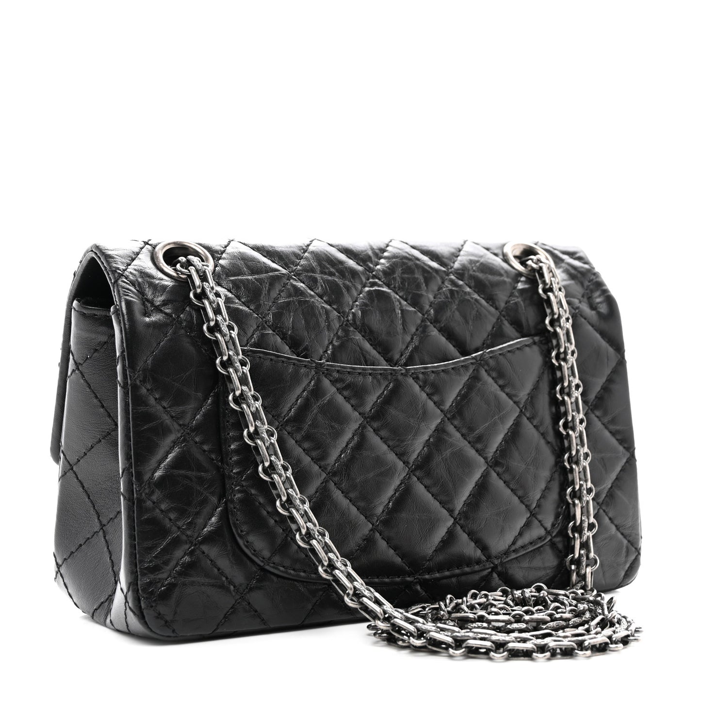 Aged Calfskin Quilted 2.55 Reissue Mini Flap Black