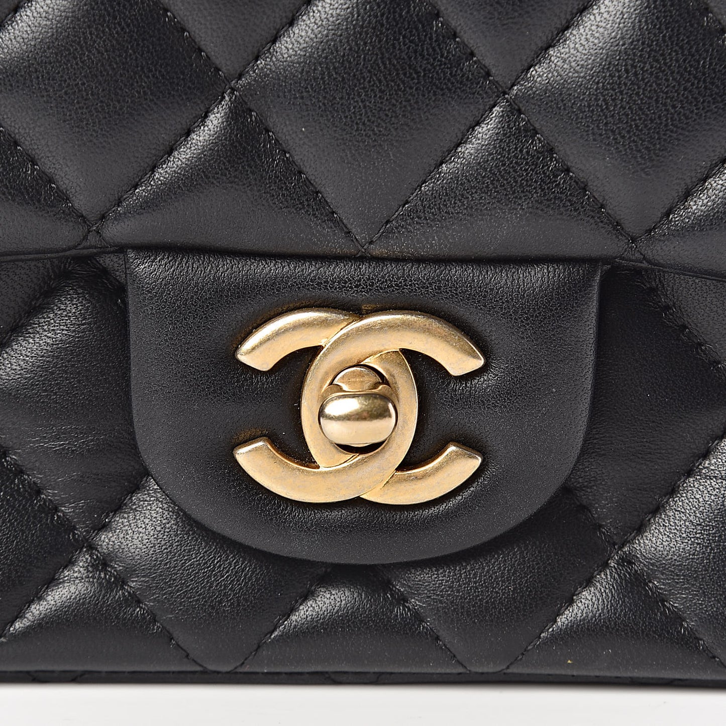 Lambskin Quilted Mini Square Flap Black